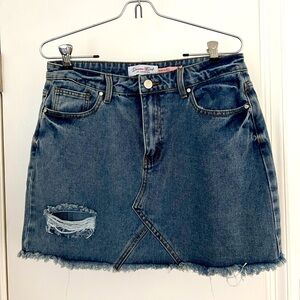 Distressed Denim Skirt, NWT